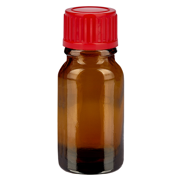 Frasco de 10 ml com tampa de rosca de 11 mm vermelha Standard BrownLine UT18/10