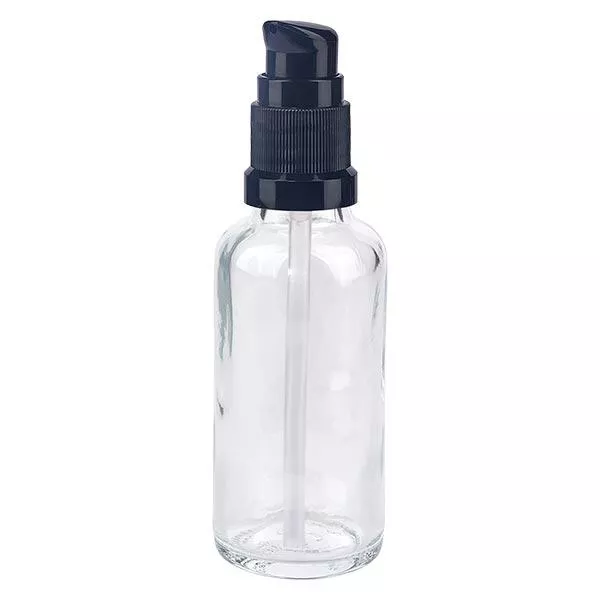 Frasco de farmácia transparente 30ml tampa da bomba preto padrão Frasco de farmácia transparente 30ml tampa da bomba preto padrão