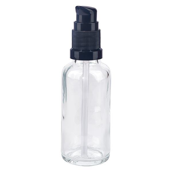 Frasco de farmácia transparente 30ml tampa da bomba preto padrão Frasco de farmácia transparente 30ml tampa da bomba preto padrão