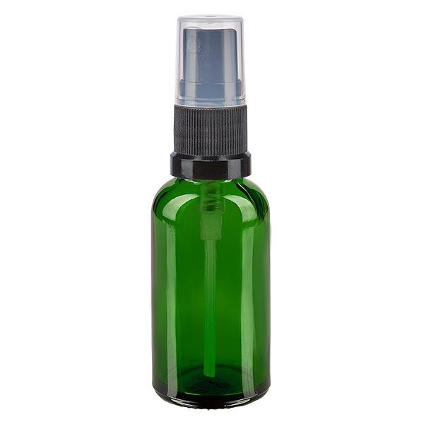 Frasco de farmácia verde 30ml spray top preto