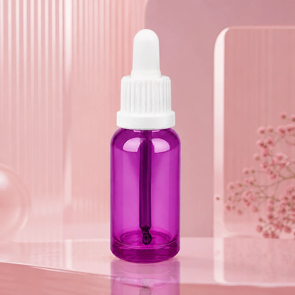 Frasco de pipeta de vidro de 20 ml de alta qualidade em violeta para uma aplicação precisa