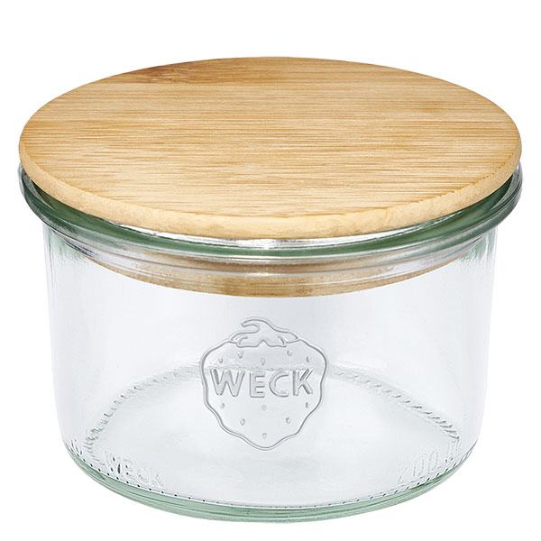 Copos de vidro WECK RR80 de 200 ml com tampa de madeira