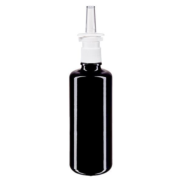Frasco de farmácia violeta 100ml atomizador nasal branco standard Frasco de farmácia violeta 100ml atomizador nasal branco standard