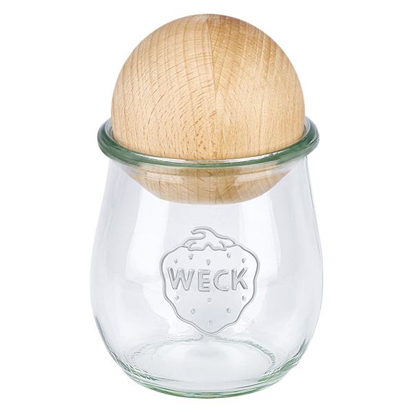 Frasco de tulipas de 220ml WECK RR60 com bola de madeira de faia