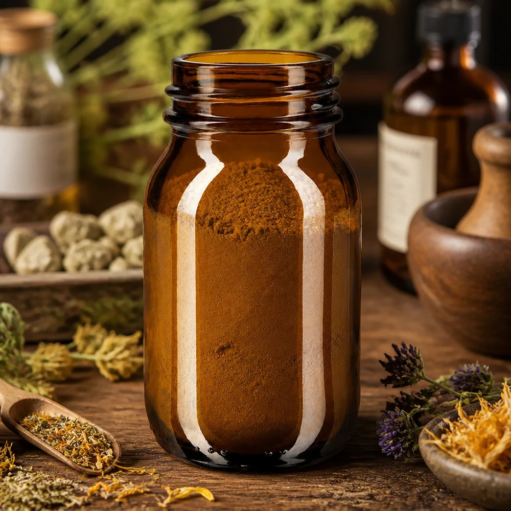 Garrafa de 100ml com gargalo largo em vidro âmbar Frasco de vidro âmbar de gargalo largo de 100 ml, ideal para cosméticos naturais e extractos de ervas