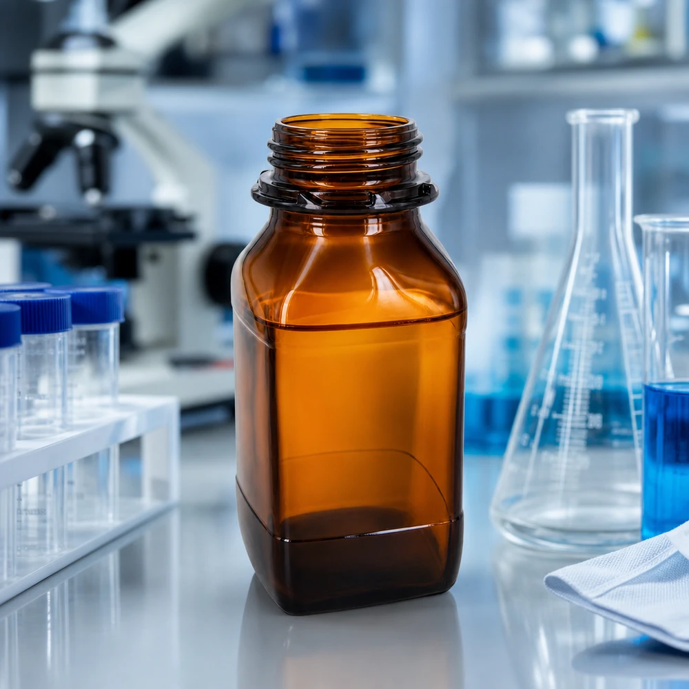 Frasco químico profissional de 500 ml para ambientes laboratoriais com dosagem e armazenamento precisos