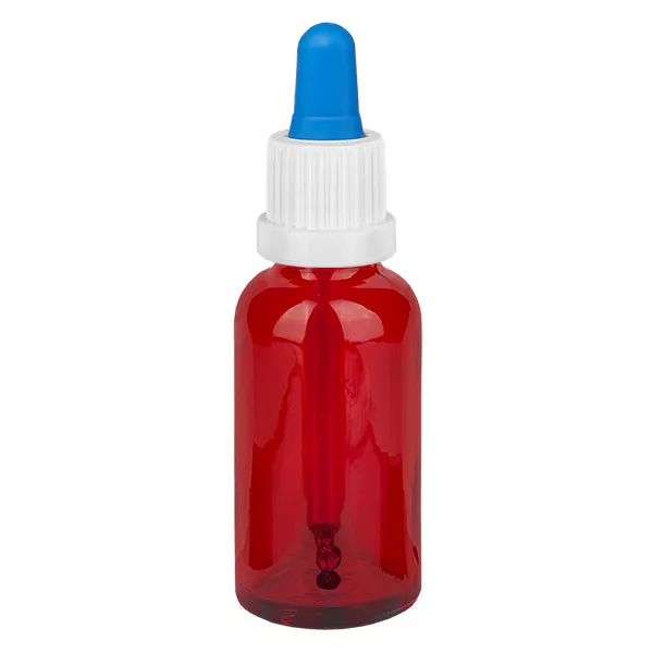 Frasco pipeta de 30 ml branco/azul com tampa inviolável RedLine UT18/30 Frasco pipeta de 30 ml branco/azul com tampa inviolável RedLine UT18/30