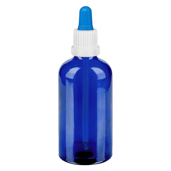 Frasco de pipeta de 100 ml preto branco/azul com fecho inviolável BlueLine UT18/100
