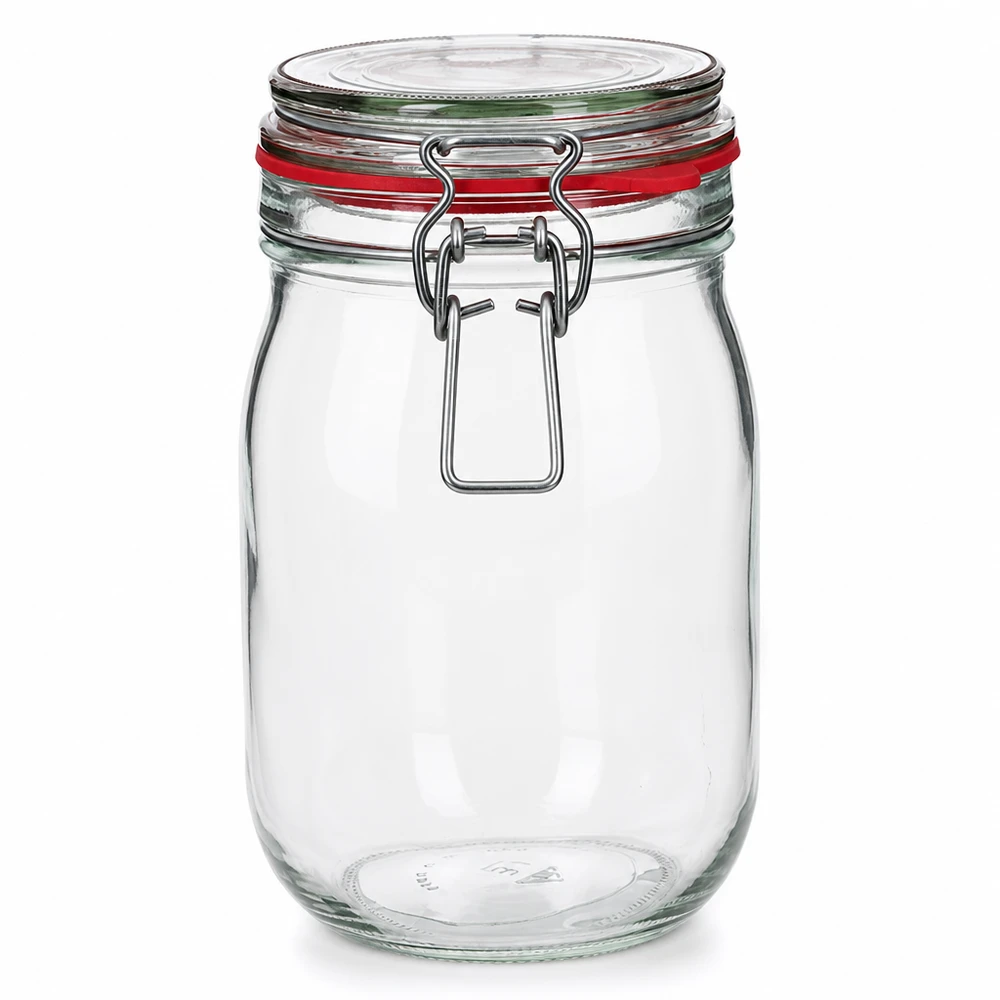 Frasco de conservação de 1140 ml, tipo G, com tampa de alça UN.. Frasco de armazenamento de 1140 ml com tampa basculante prática para a cozinha