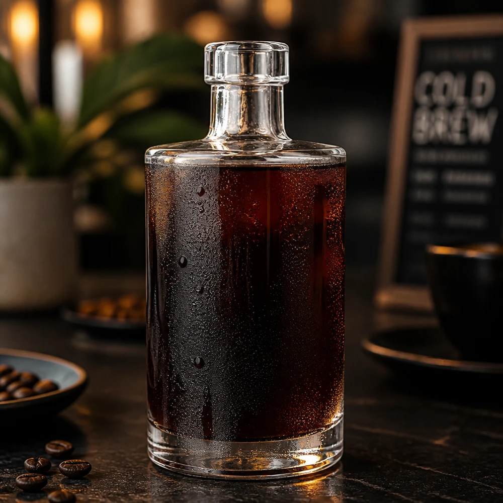 350ml Glasflasche "Marie" ohne Verschluss UNiTWIST Garrafa de vidro de 350ml Marie cheia de café frio Grãos de café Aplicação de Gastronomia Ambiente Imagem 6 de 10