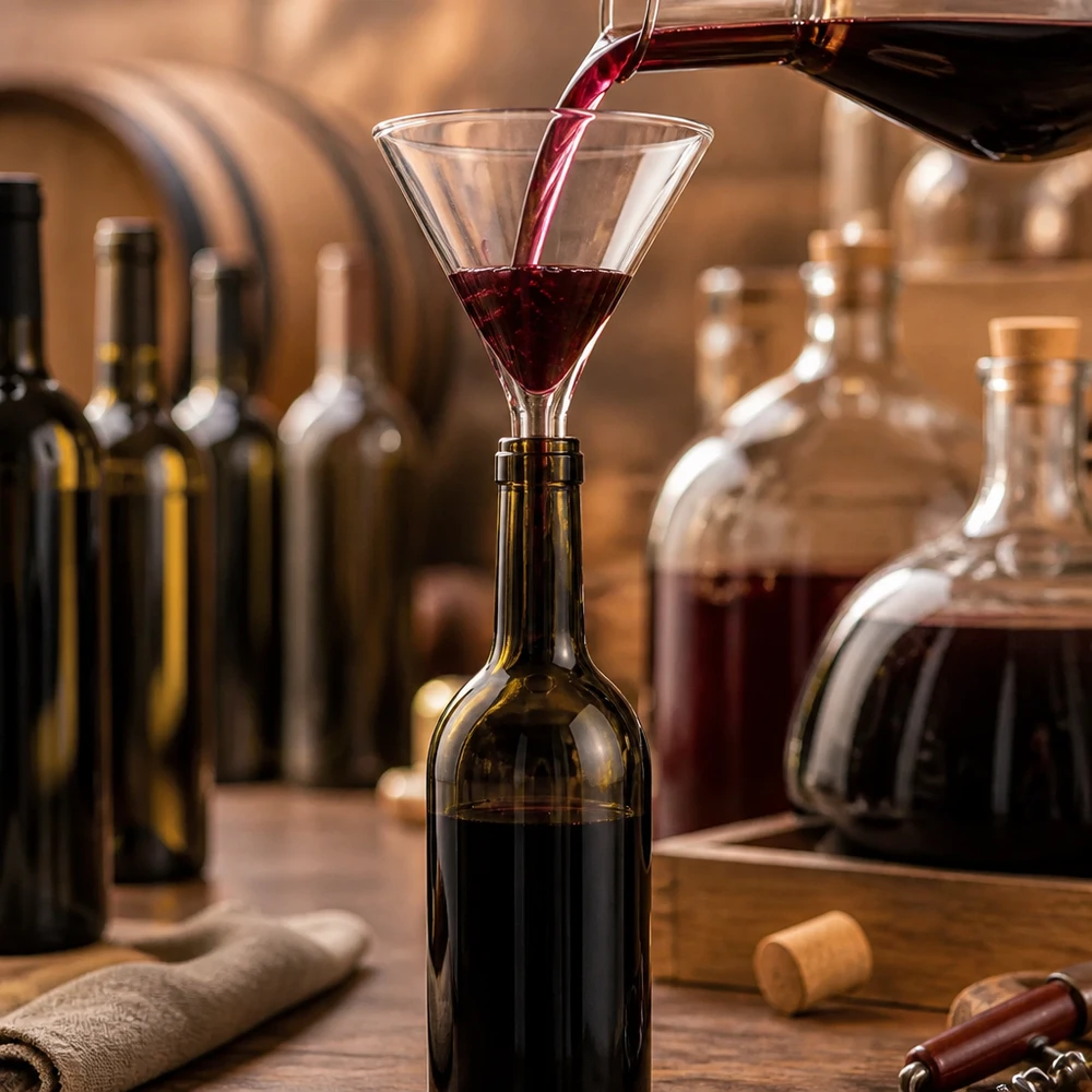 Funil ø55mm cal sodada, ângulo 60°, estilo curto Funil de vidro transparente com ângulo de 60 graus, ideal para engarrafar vinho e outros líquidos
