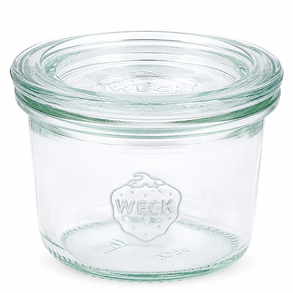Frasco de vidro de 80 ml com tampa de vidro WECK RR60 Copos WECK RR60 de 80 ml com tampa de vidro transparente para conservar e armazenar alimentos
