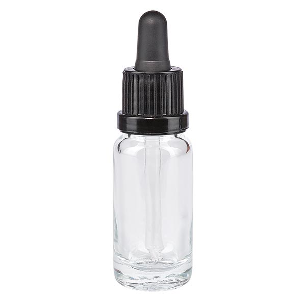 Frasco de farmácia transparente pipeta 10ml preto/preto OV