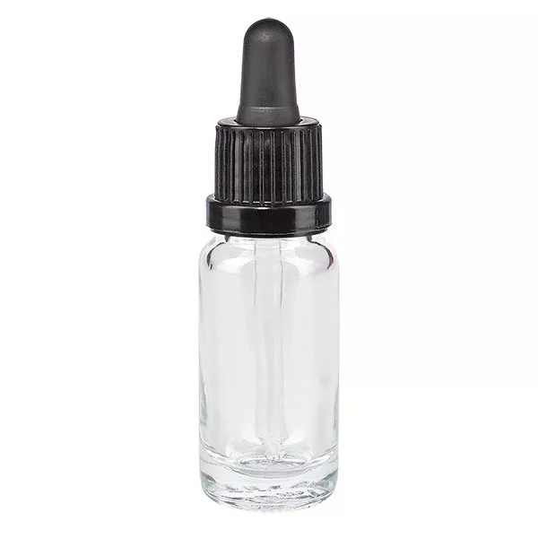 Frasco de farmácia transparente pipeta 10ml preto/preto OV