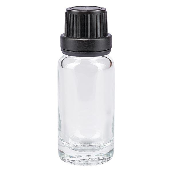 Frasco de farmácia 10ml transparente com tampa de rosca preta com fecho inviolável Frasco de farmácia 10ml transparente com tampa de rosca preta com fecho inviolável