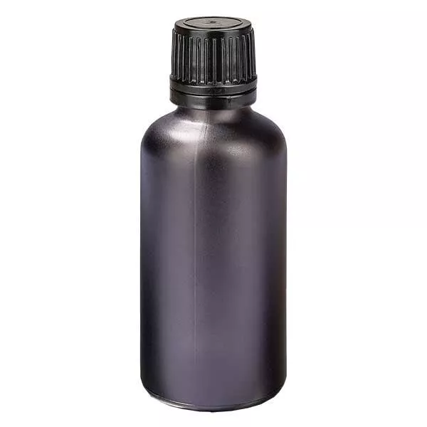 Frasco conta-gotas de 50ml com tampa inviolável de 1mm PretoL. UT18/50