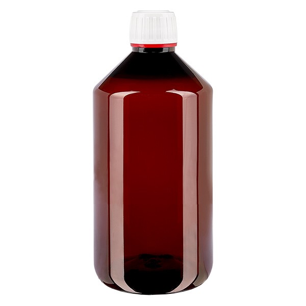 Frasco PET 750ml com tampa inviolável branca/vermelha Frasco PET 750ml com tampa inviolável branca/vermelha