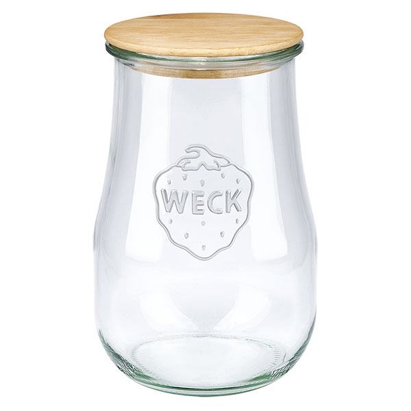 Frasco de tulipas WECK RR100 de 1750ml com tampa de madeira