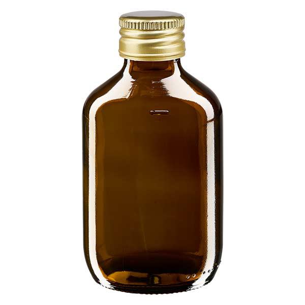 Frasco para medicamentos de 200ml castanho, com tampa de alumínio dourada ApoGlas Frasco para medicamentos de 200ml castanho, com tampa de alumínio dourada ApoGlas