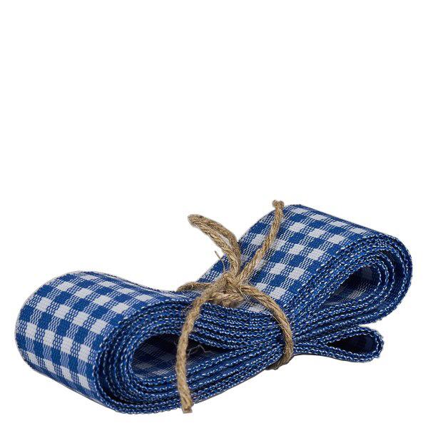 Fita de tecido azul/branco para decoração 300cm