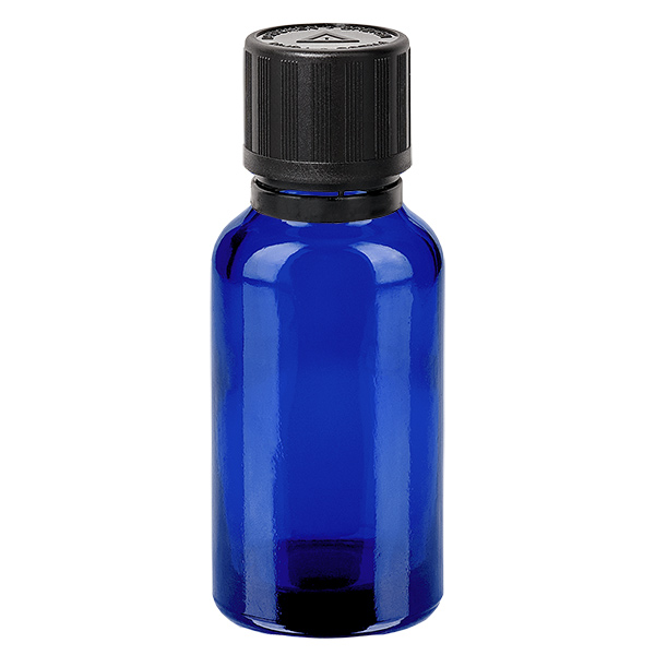 Frasco conta-gotas de 20ml 1mm preto Fecho inviolável Fecho de segurança para crianças Símbolo de aviso cego BlueL. UT18/20