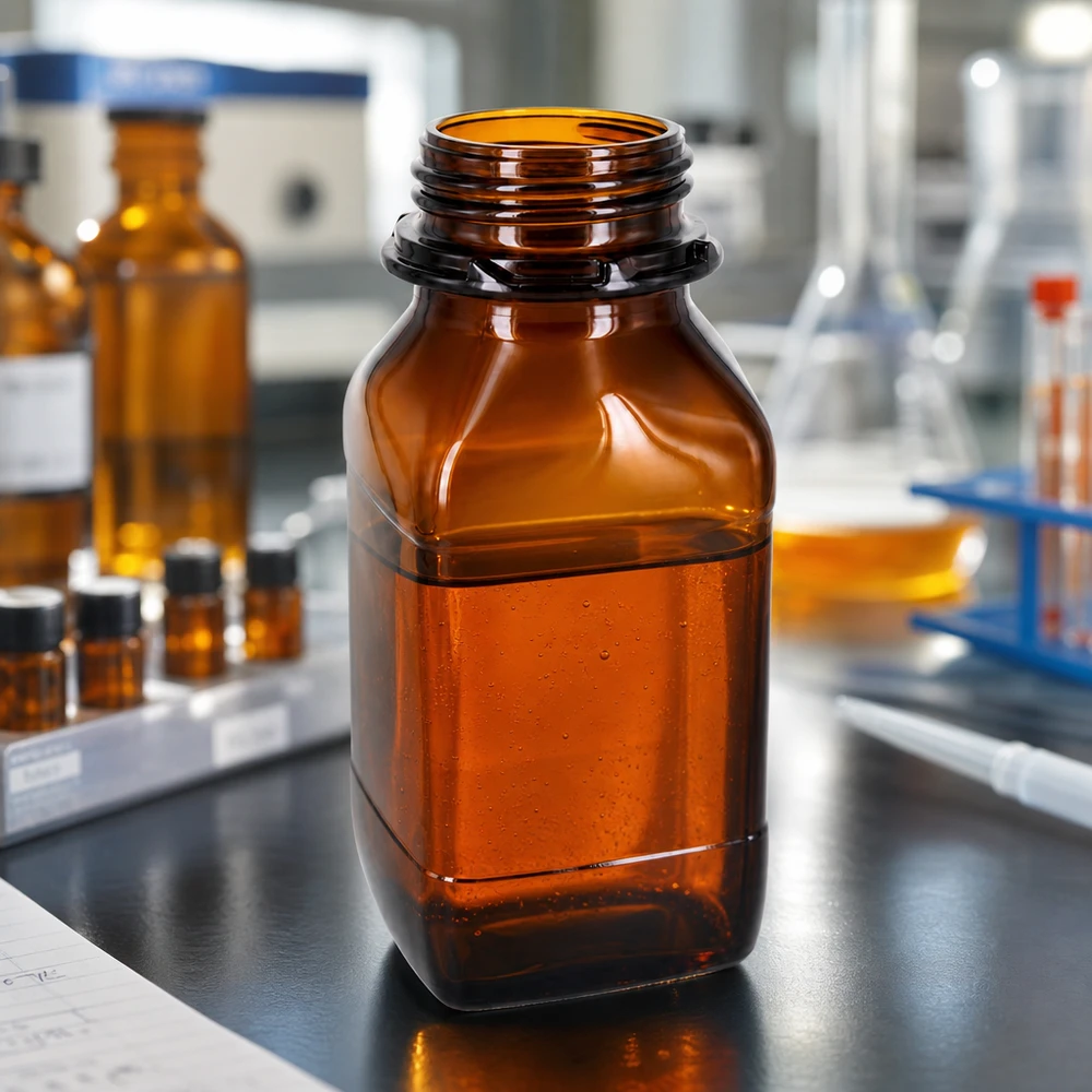 Garrafa de vidro castanho com 500 ml para armazenamento – a sua proteção de confiança para substâncias valiosas Frasco químico graduado de 500 ml com escala em vidro âmbar à prova de luz para uma dosagem precisa