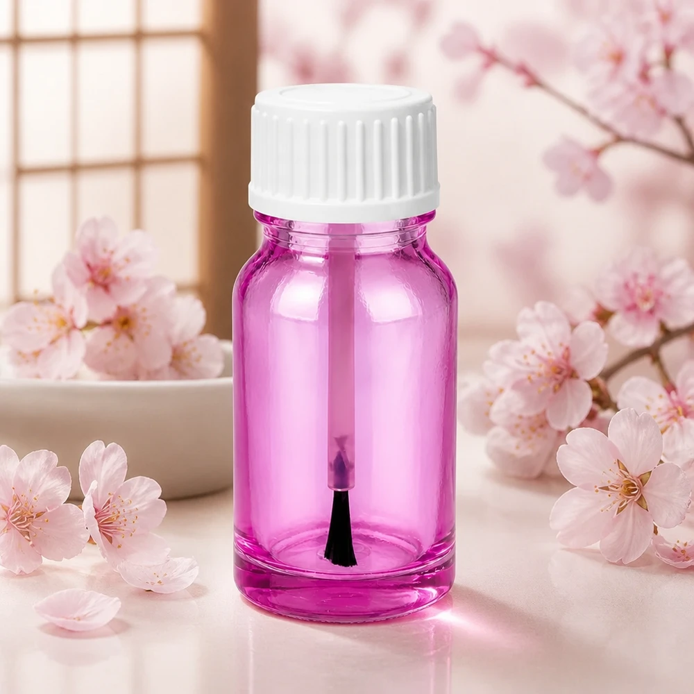 Frasco pequeno com pincel de 10 ml branco STD PurpleLine UT18/10, ideal para viajar e em movimento