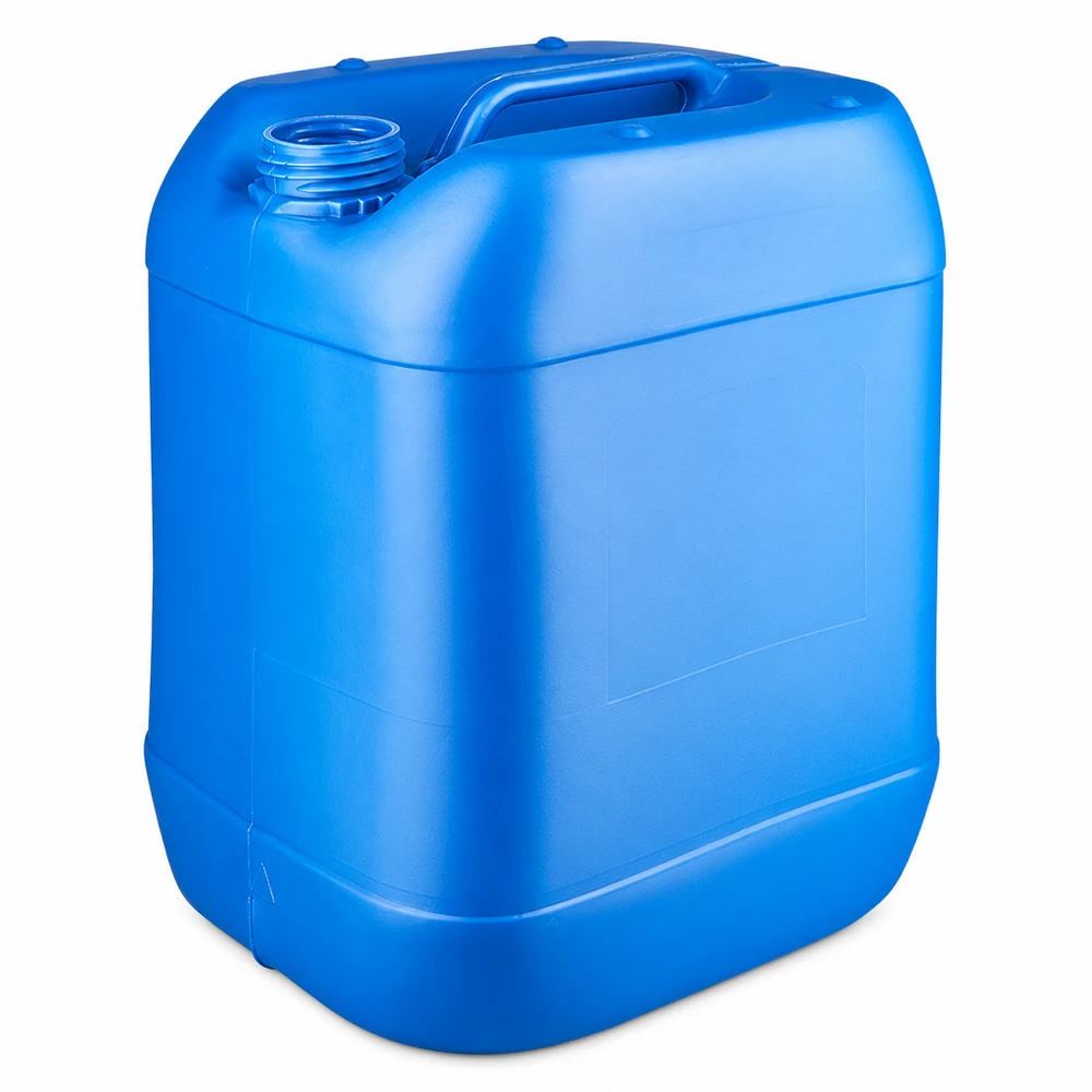 Bidão 20 litros azul sem tampa Bidon azul de plástico de 20 litros, sem tampa, em HDPE, com pega de transporte