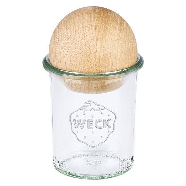Copos de vidro WECK RR60 de 160ml com bola de madeira em faia