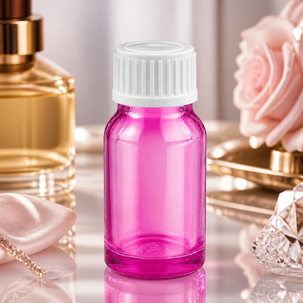 Frasco conta-gotas de 10ml 0,9mm branco padrão PurpleLine. UT18/10 Frasco de vidro compacto de 10 ml em roxo com rosca UT18/10 branca para um manuseamento fácil