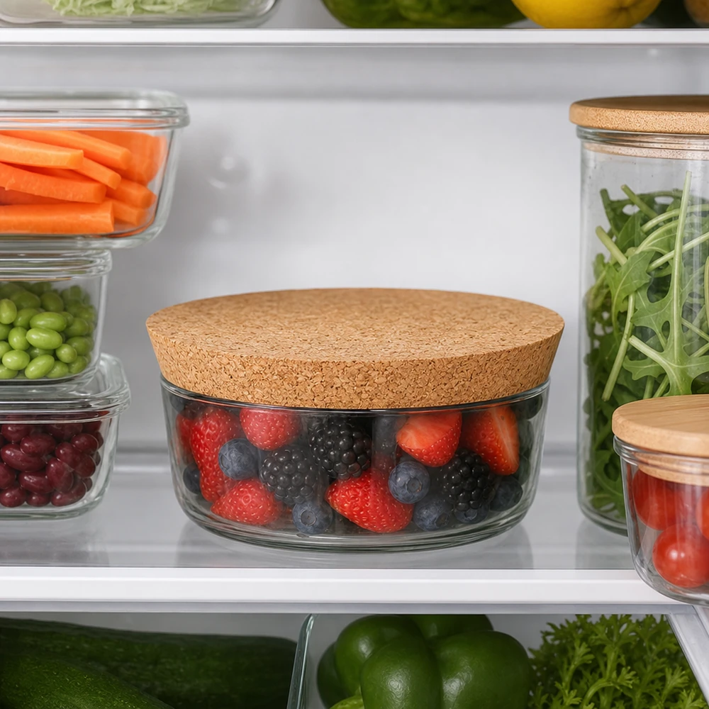 Cortiça para abertura 94mm WECK RR100 (ø90/104, H=20mm) WECK RR100 Korken im Kühlschrank Frischhaltung Beeren Gemüse Salat luftdichte Aufbewahrung Naturkork 94mm Öffnung