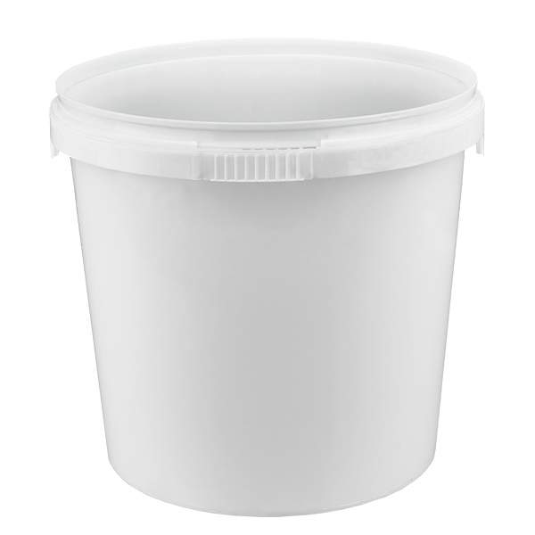 Balde de 1 litro em plástico polipropileno branco sem tampa