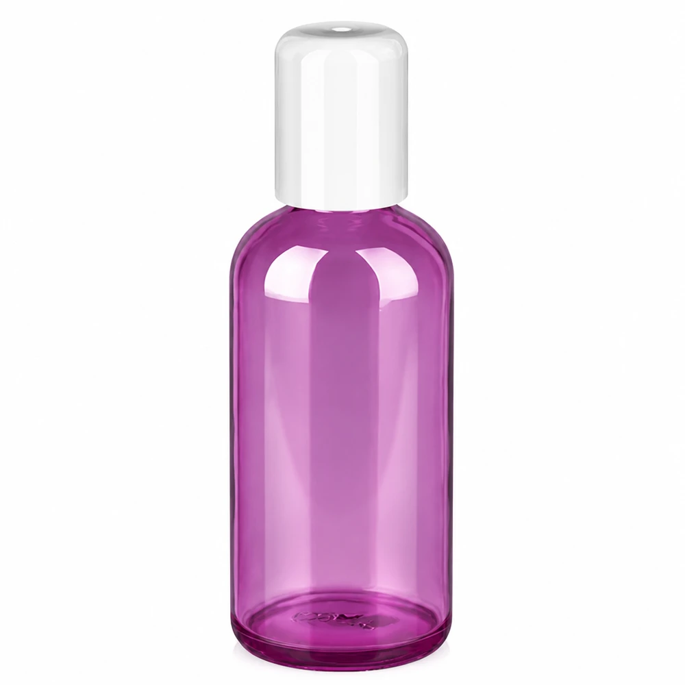 Frasco roll-on de 100ml branco padrão PurpleLine UT18/100 Frasco roll-on de 100 ml em roxo elegante com tampa branca para cosméticos e produtos de cuidado