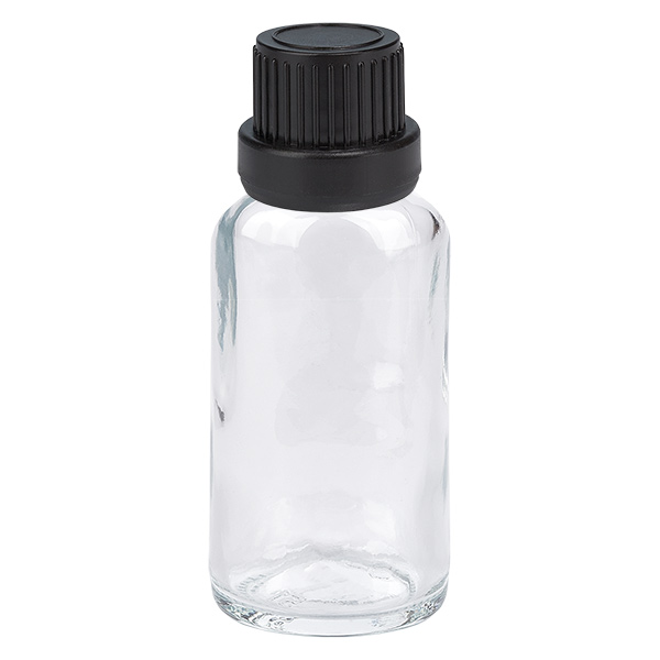 Frasco de 20 ml com tampa de rosca de 11 mm preta inviolável ClearLine UT18/20 Frasco de 20 ml com tampa de rosca de 11 mm preta inviolável ClearLine UT18/20