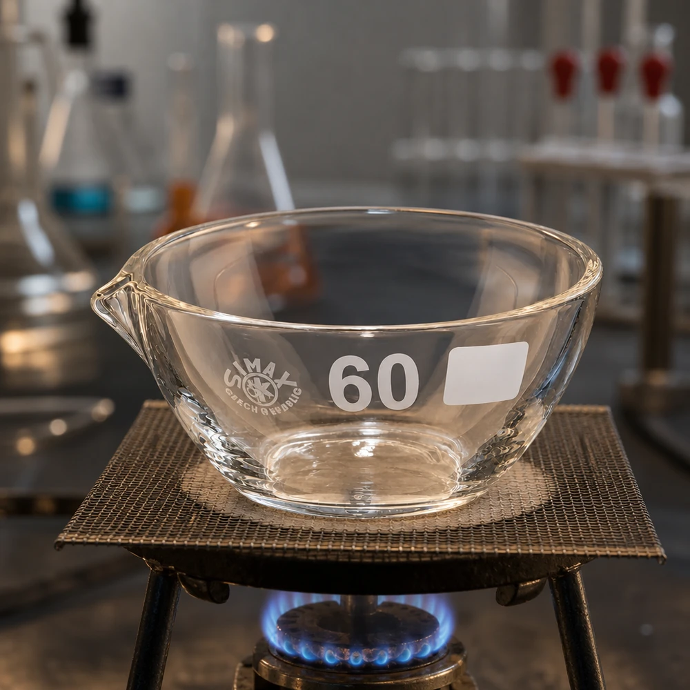 Prato de laboratório profissional de 45 ml com bico de ø60 mm em borossilicato de alta qualidade para investigação