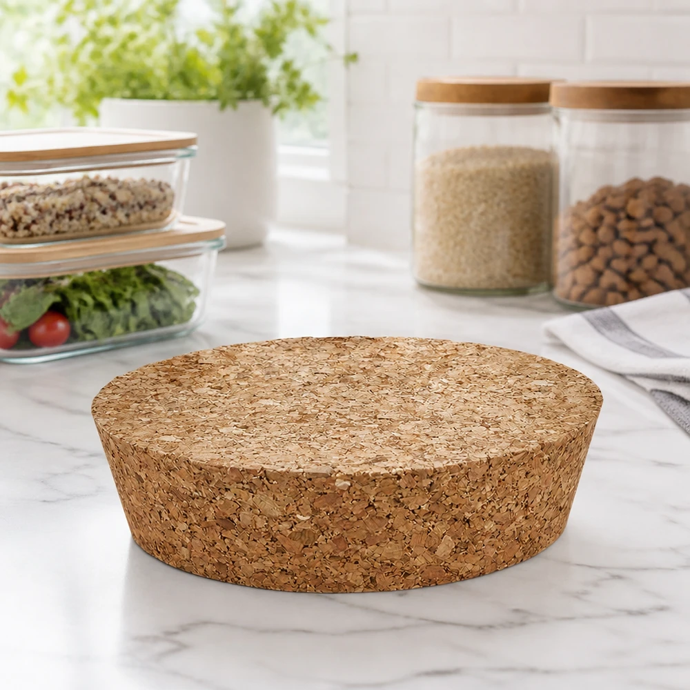 WECK RR80 cortiça sobre tampo de mármore na cozinha moderna com frascos de arrumação arroz nozes organização natural da cozinha