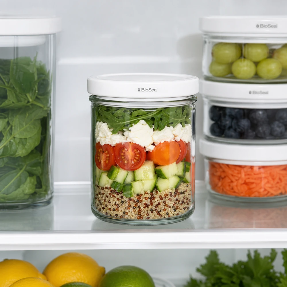 UNiTWIST Frasco de 167 ml para frigorífico organizador de refeições Salada de preparação em camadas com tampa BioSeal retenção de frescura
