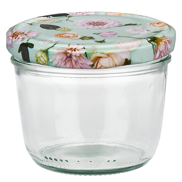 Copos de vidro de 230 ml + tampa BasicSeal flor de menta UNiTWIST