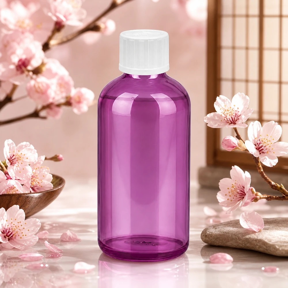 Frasco conta-gotas de 100 ml com tampa de rosca inviolável de 1,2 mm de vidro branco padrão resistente a crianças PurpleLine. UT18/100 Frasco conta-gotas de 100 ml de alta qualidade com fecho de segurança para crianças, em roxo transparente, para uma arrumação segura