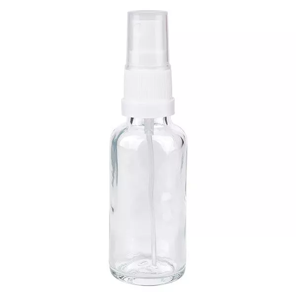 Frasco de farmácia transparente 30ml spray top branco Frasco de farmácia transparente 30ml spray top branco