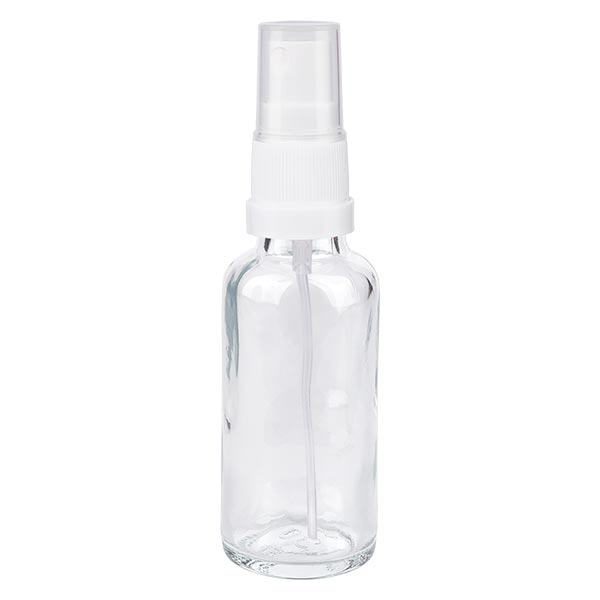 Frasco de farmácia transparente 30ml spray top branco