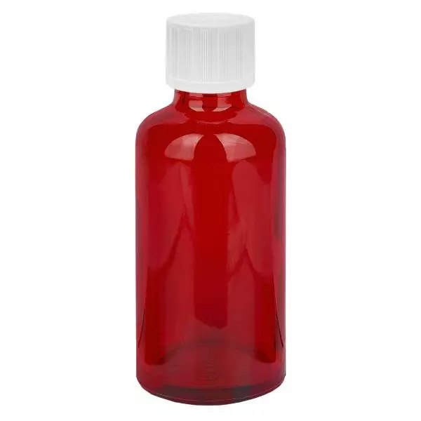 Frasco de 50 ml com tampa de rosca de 11 mm branca com fecho inviolável RedLine UT18/50