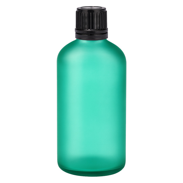 Frasco de 100ml com tampa de rosca de 11mm preta com fecho inviolável VerdeL. UT18/100