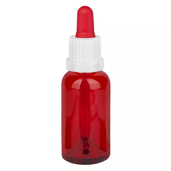 Frasco pipeta de 30 ml branco/vermelho com fecho inviolável RedLine UT18/30 Frasco pipeta de 30 ml branco/vermelho com fecho inviolável RedLine UT18/30