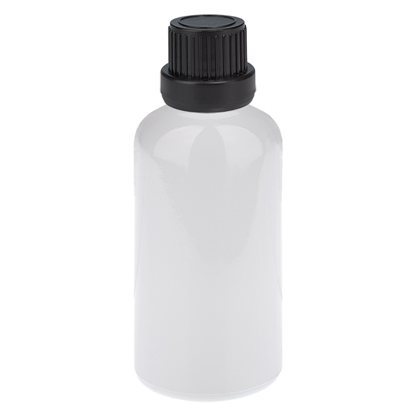 Frasco conta-gotas de 50 ml, 2 mm, preto, tampa inviolável WhiteLine UT18/50