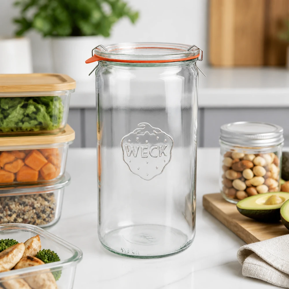 Frasco cilíndrico de 1590ml completo WECK RR100