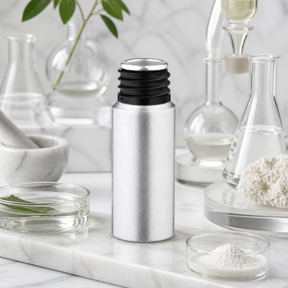 Frasco de alumínio decapado de 20ml Pequeno frasco de alumínio manchado de 20 ml, ideal para cosméticos e cuidados da pele, com acabamento prateado