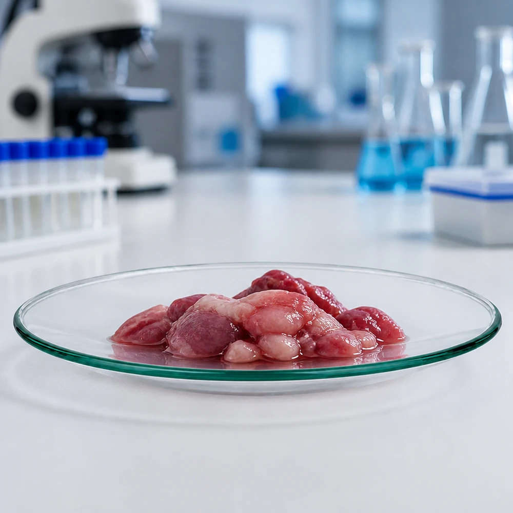 Taça de vidro para relógios ø80 mm Prato de vidro de relógio 80mm com amostras orgânicas num ambiente de laboratório estéril para testes microbiológicos
