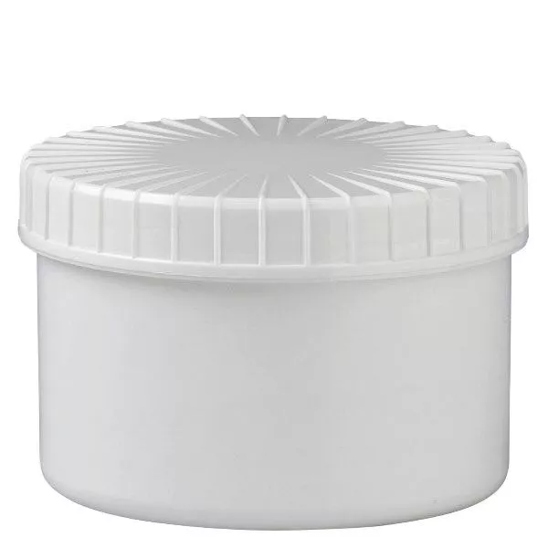 Frasco branco com tampa de rosca 250 ml com tampa ranhurada