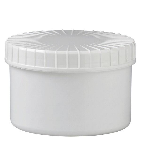 Frasco branco com tampa de rosca 250 ml com tampa ranhurada Frasco branco com tampa de rosca 250 ml com tampa ranhurada